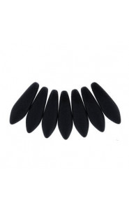 Czech Glass Daggers beads 5x16mm  Jet matted 23980-84110